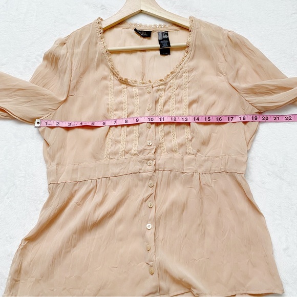 Nude Sheer Peasant Blouse - Picture 5 of 10